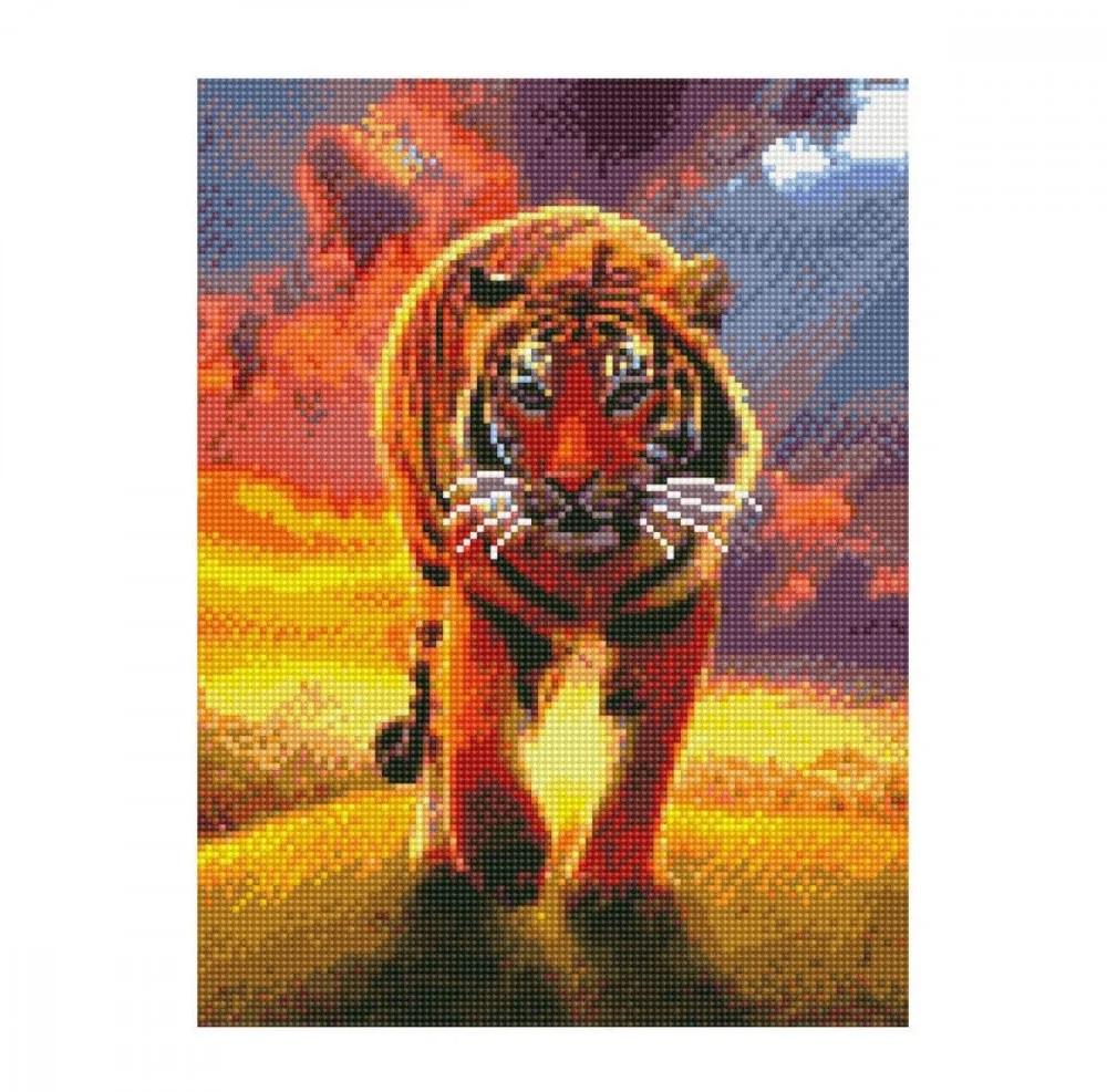 Алмазная мозаика Strateg Тигр в лучах солнца 30х40 см (HX044)