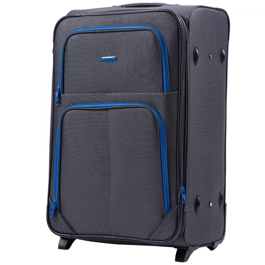 Чемодан тканевый Wings 214 большой на 2 колесах 74х48х30 см 106 л Темно-серый