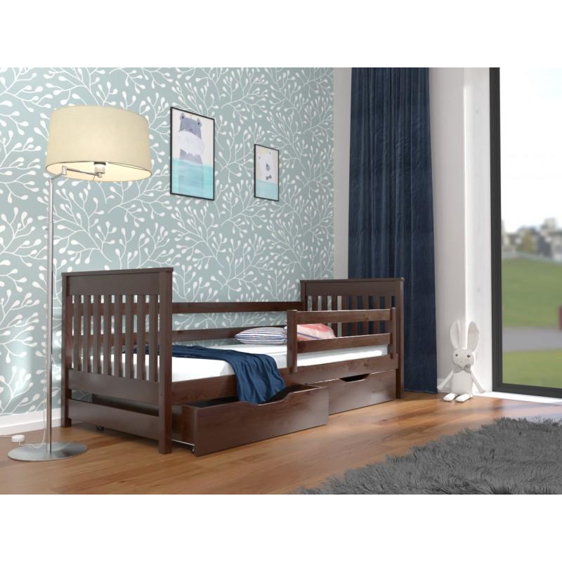 Кровать односпальная в детскую Luna mebli Адель с бортиком/ящиками 90x190 см Орех темный (19049935)