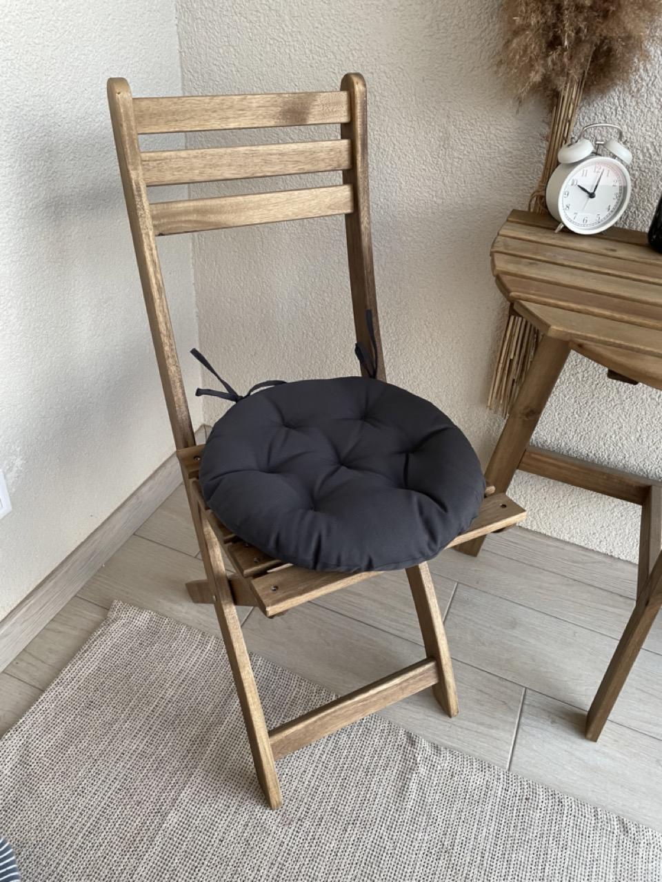 Подушка на стул с завязками круглая Color 40х40х5 см Серый - фото 2 Подушка на стул с завязками круглая Color 40х40х5 см Серый - фото 2