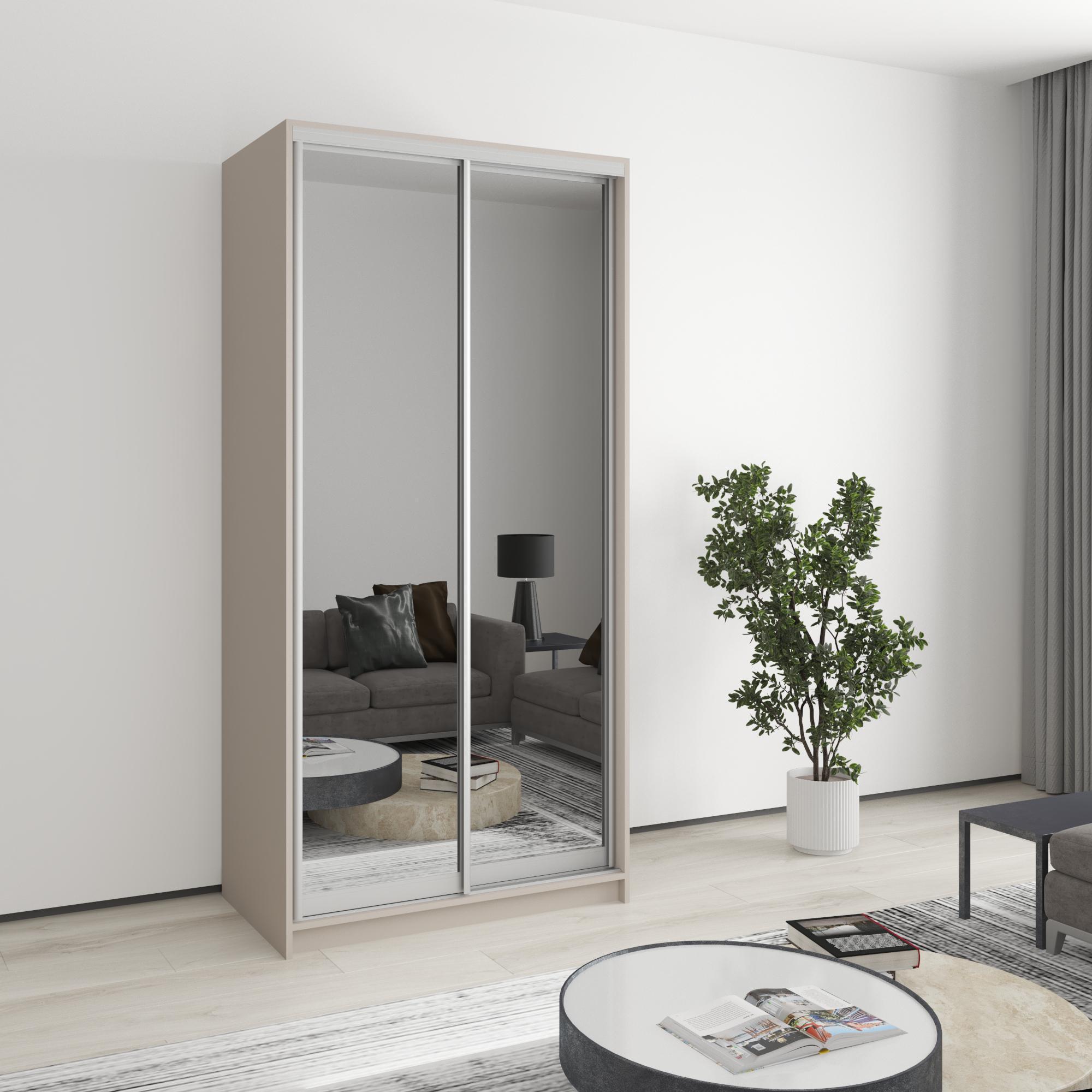Шкаф-купе двухдверный MebelStar Стандарт AL 2 зеркала 100x60x210 см Кашемир (MBS-2540)