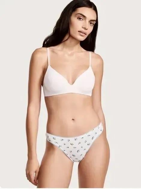 Трусики стринги Victoria's Secret Cotton Thong Panty Print S Белый (26472095)