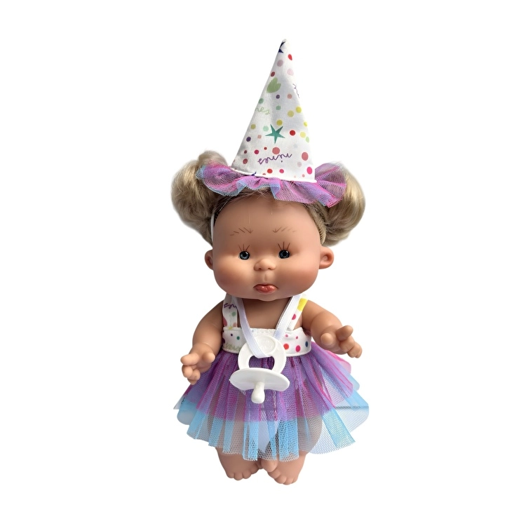 Пупс Nines d'Onil Pepotín Special Happy Birthday из винила в фиолетово-голубом платье 21 см (150-98-0497AF) Пупс Nines d'Onil Pepotín Special Happy Birthday из винила в фиолетово-голубом платье 21 см (150-98-0497AF)