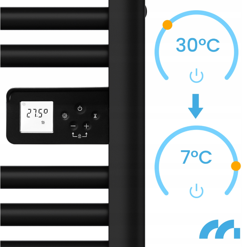 Сушарка для рушників електрична з термостатом Maltec 500 Вт Чорний - фото 5 Сушарка для рушників електрична з термостатом Maltec 500 Вт Чорний - фото 5