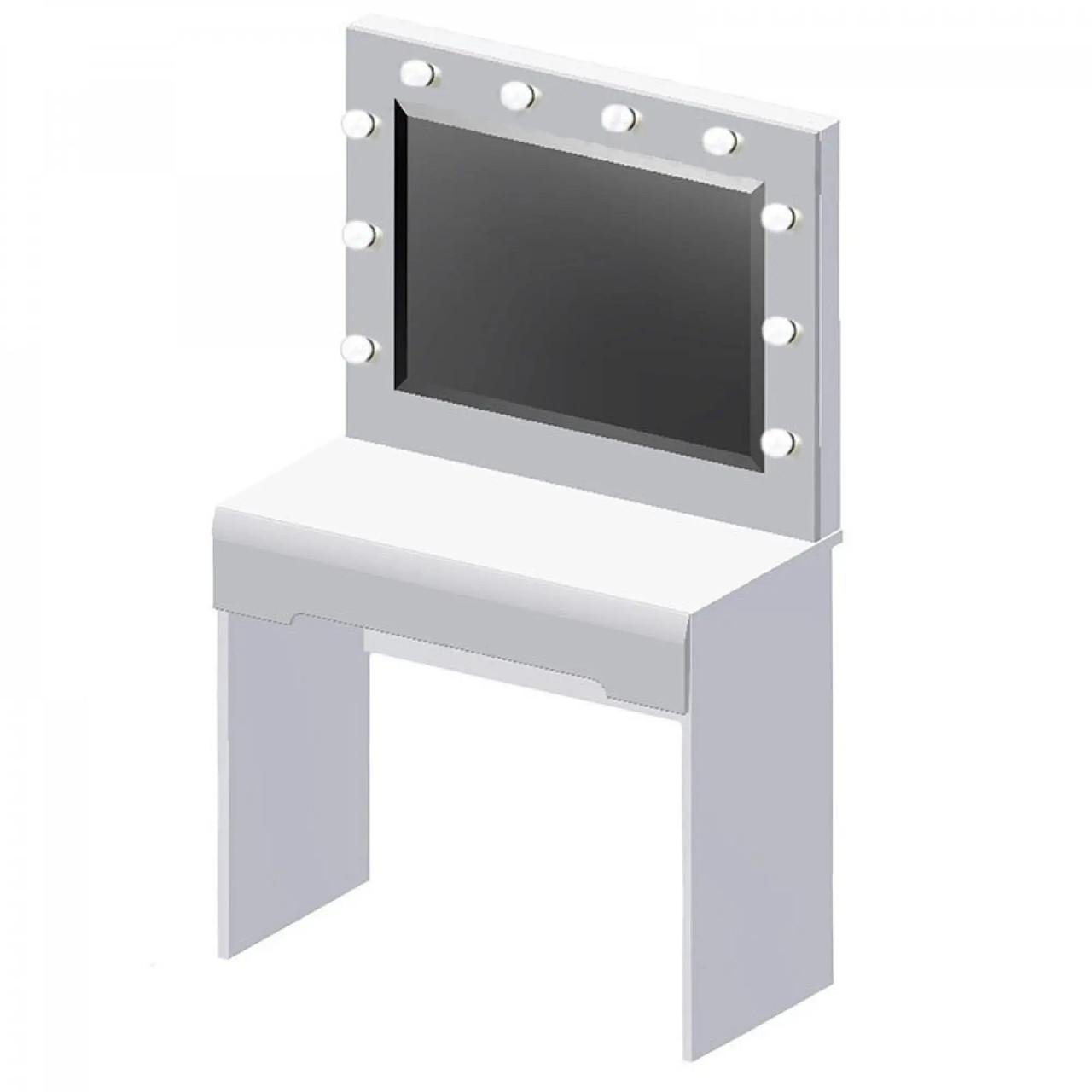 Туалетный стол с зеркалом ВМК Белый/Белый глянец (GRB-1939)