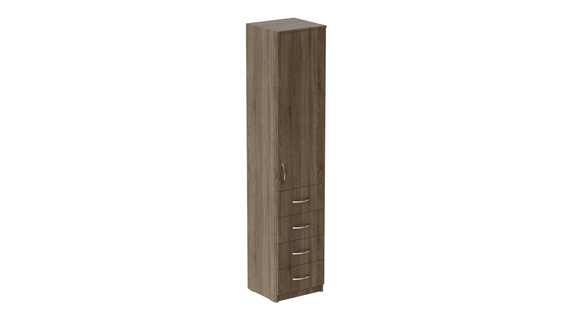 Пенал Ferrum-decor Анжело на 3 полки с дверью и 4 ящиками ДСП 16 мм 1900x400x380 мм Дуб Сонома Трюфель (FRD-104934)
