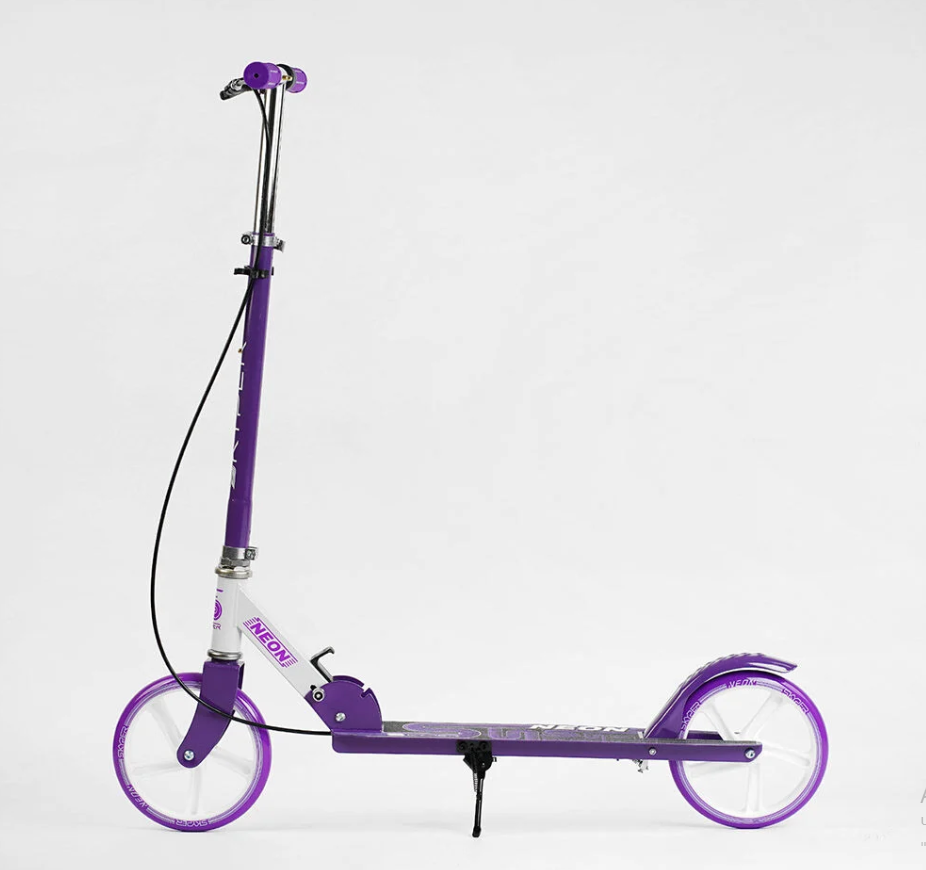Самокат двухколесный Skyper Neon стальная рама ручной тормоз Фиолетовый (N-20673)