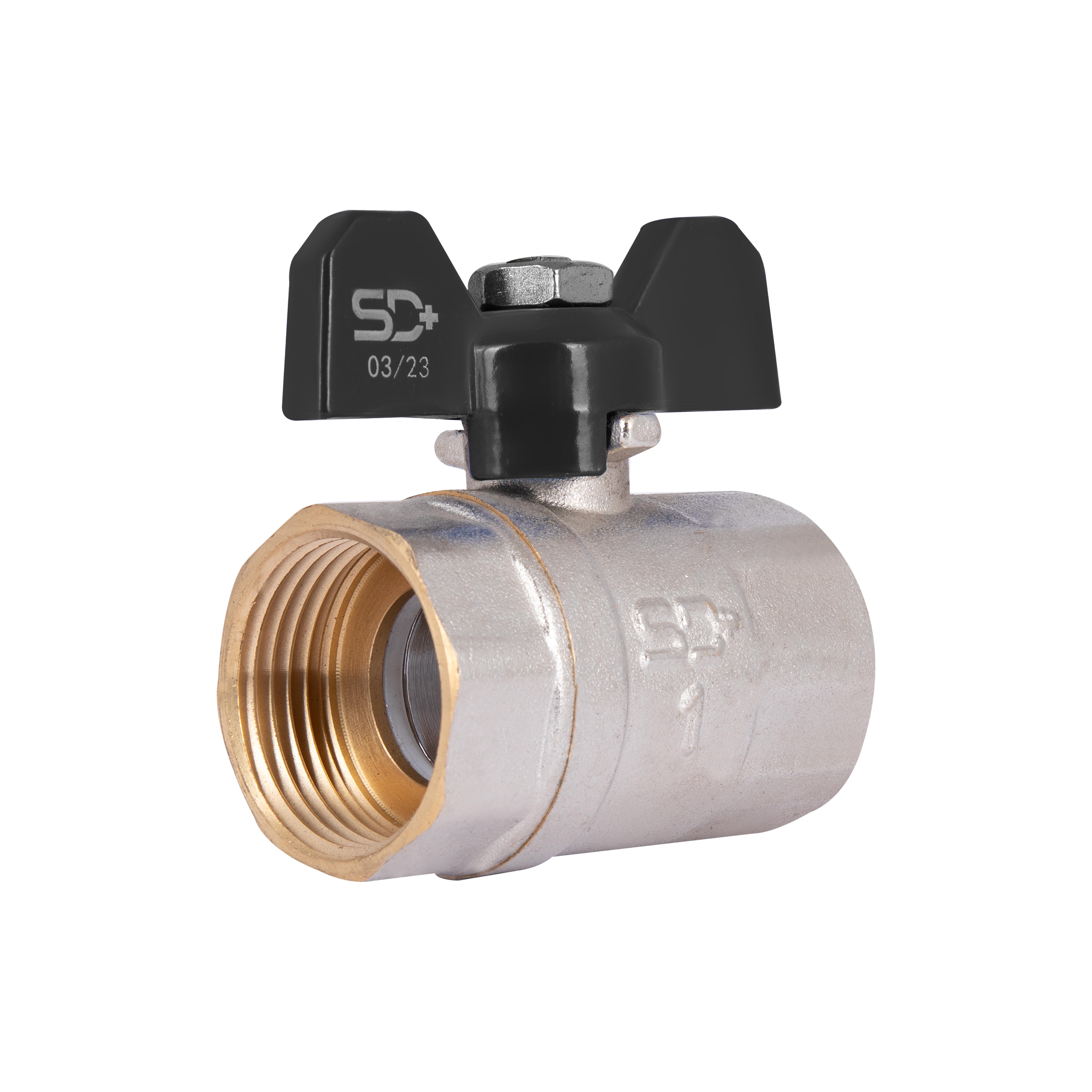 Кран шаровый SD Plus 1" ВР бабочка для воды (SD602W25) Кран шаровый SD Plus 1" ВР бабочка для воды (SD602W25)