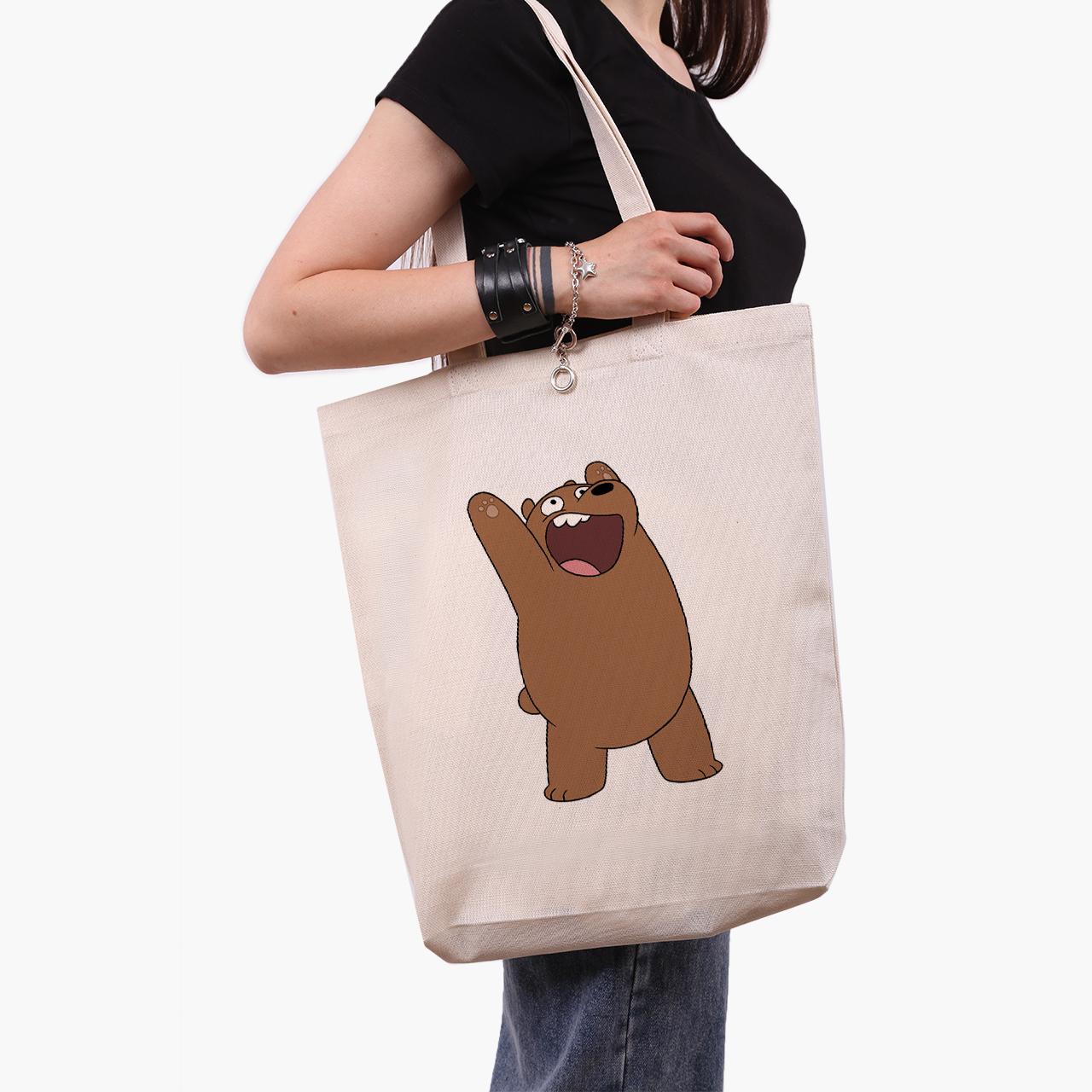 Еко сумка шоппер We Bare bears 41х39х8 см Бежевий (9227-1777-WTD) - фото 6