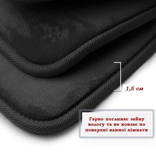 Набор ковриков в ванную и туалет Smooth Premium Memory Foam 2в1 80х50/60х50 см Черный (NK2in1Smooth0005) - фото 6 Набор ковриков в ванную и туалет Smooth Premium Memory Foam 2в1 80х50/60х50 см Черный (NK2in1Smooth0005) - фото 6