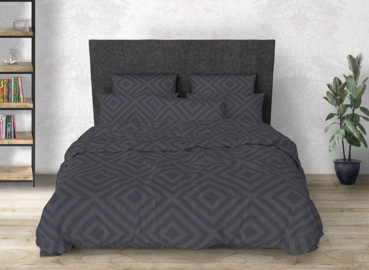 Комплект постільної білизни Карат простирадло на резинці двоспальний 160x200х20/70х70 см Сірий (26554865)