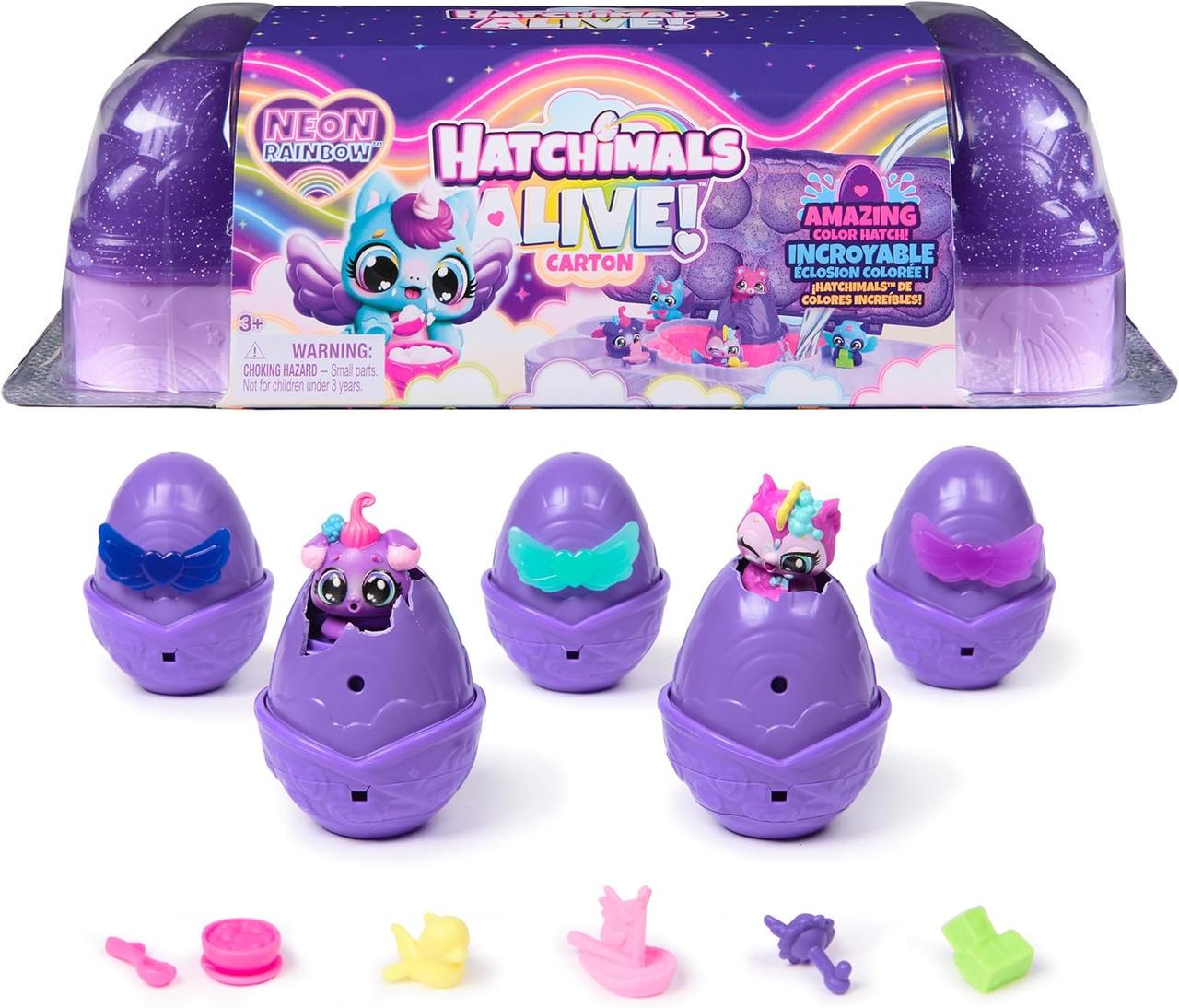 Дитячий ігровий набір Spin Master Hatchimals Alive Rainbow Splash Egg Carton з 5 міні-фігурками (6072615)