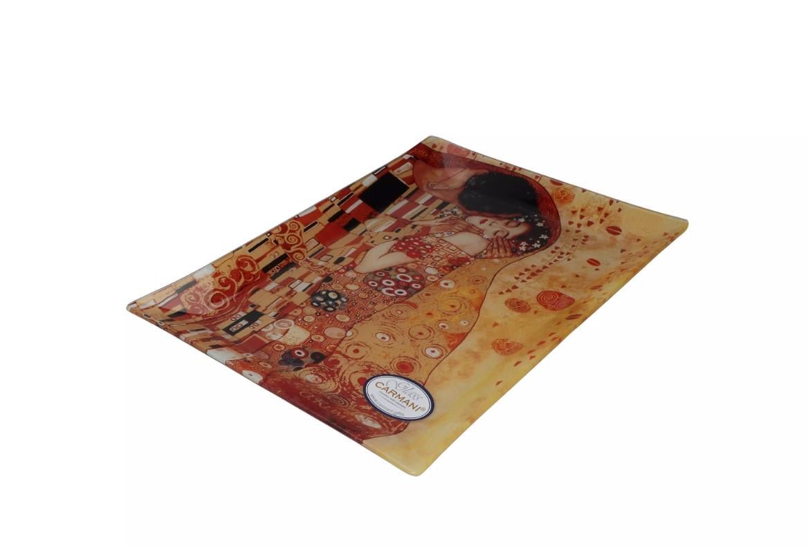 Тарелка стеклянная Саrmani Г. Климт Поцелуй 32х24 см (198-1141) - фото 2