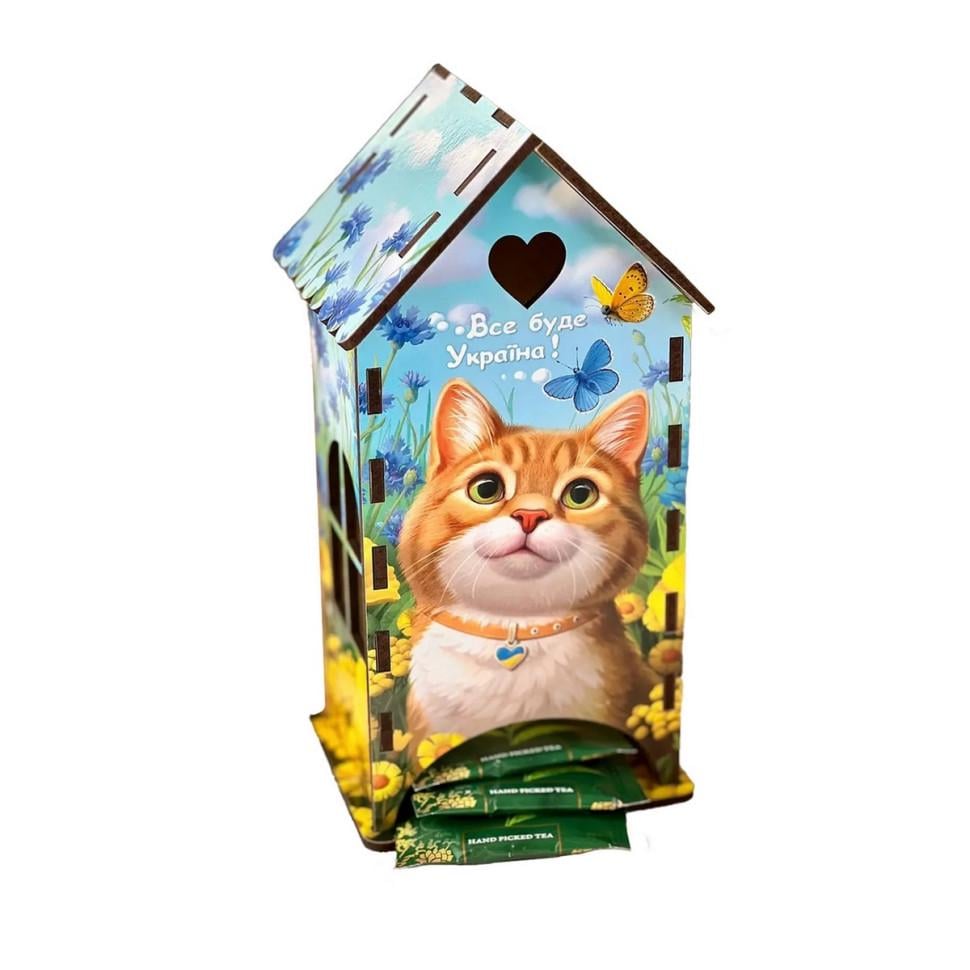 Игрушка детская деревянная Ubumblebees PSF156 Чайный домик Рыжий котик