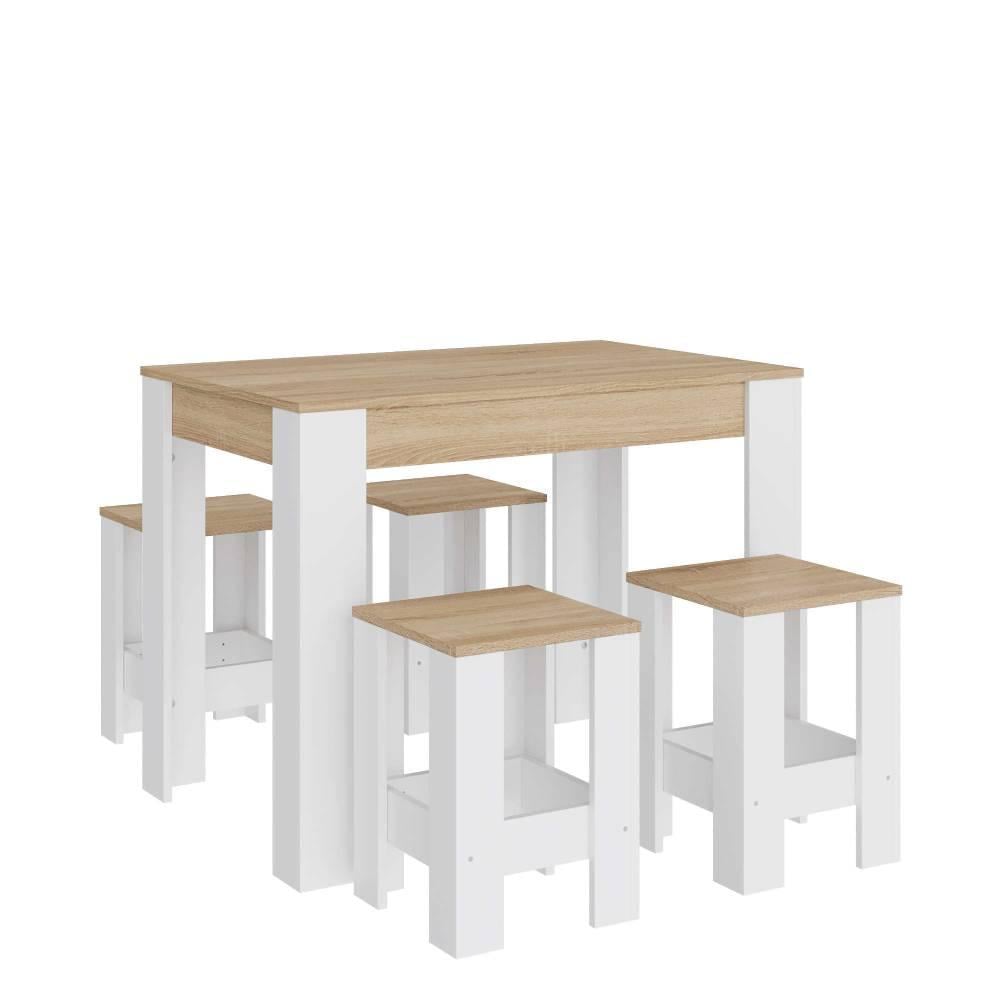 Обеденный комплект Эверест стол СТО-1/4 табурета Т-1 4 шт. Дуб сонома/Нимфея Альба (DTM-071148)