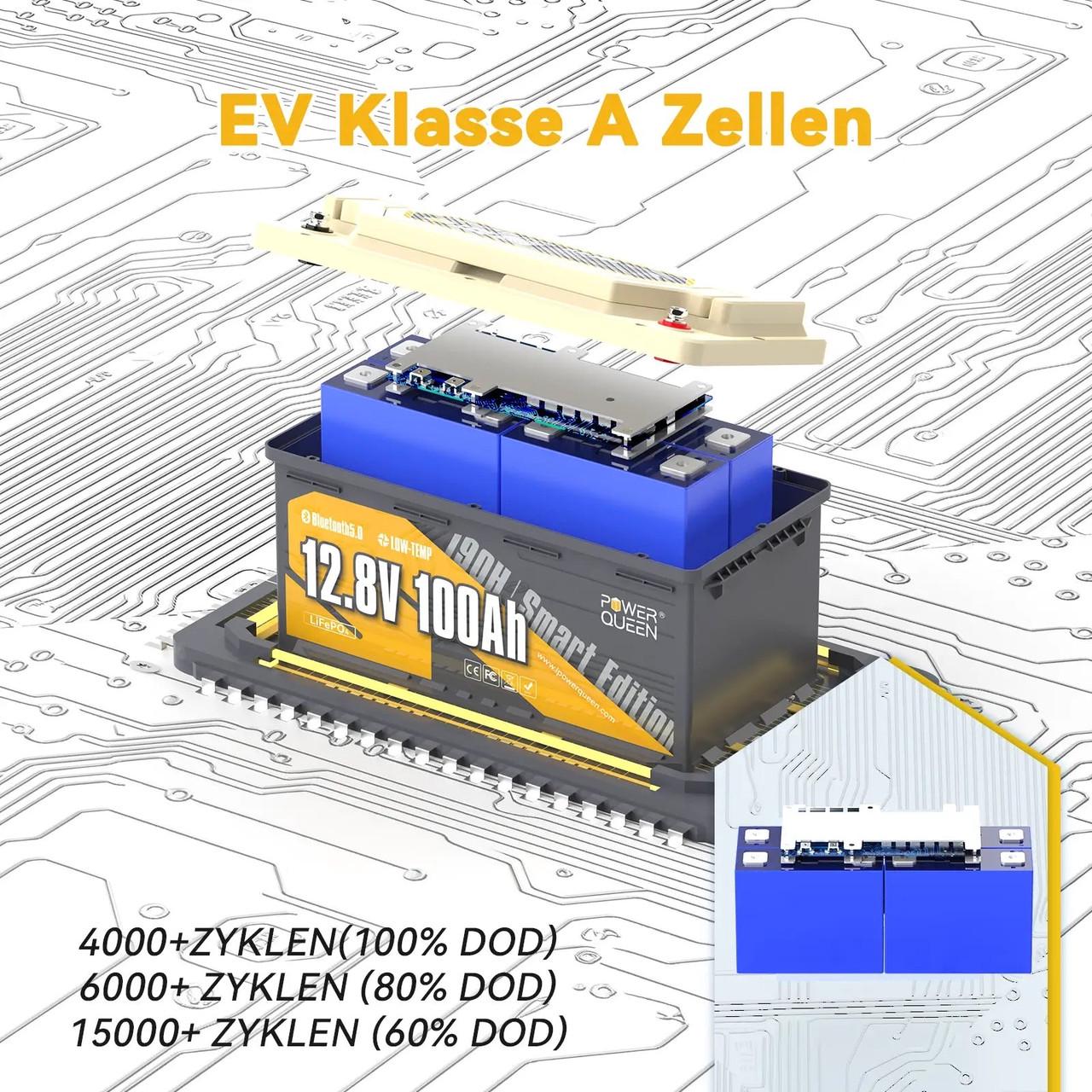 Аккумулятор PowerQueen LifePo4 100Ач 12,8V Smart Bluetooth BMS (2283966275) - фото 6 Аккумулятор PowerQueen LifePo4 100Ач 12,8V Smart Bluetooth BMS (2283966275) - фото 6