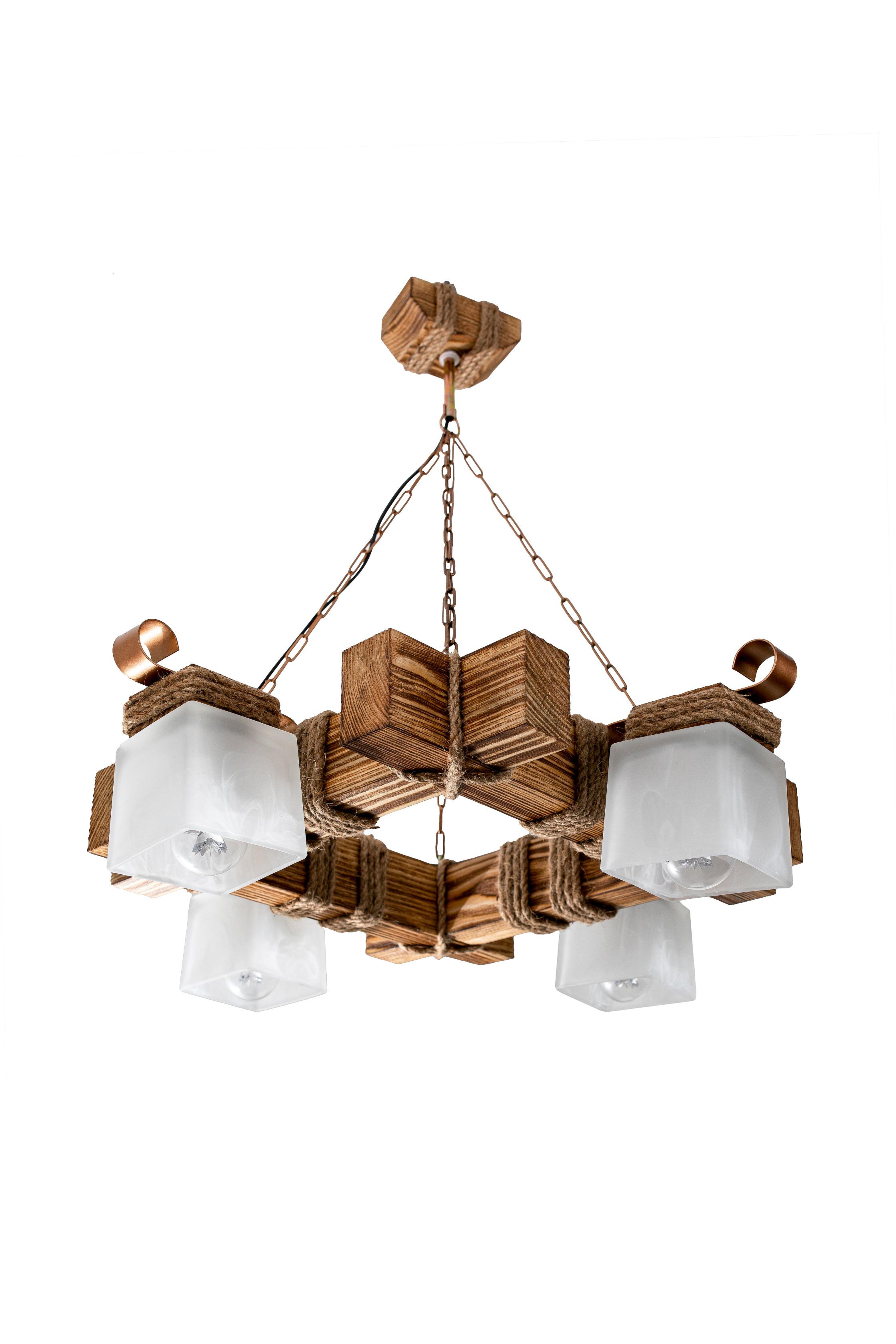 Люстра дерев'яна Sirius світлий випал на 4 плафони (S7013/4)