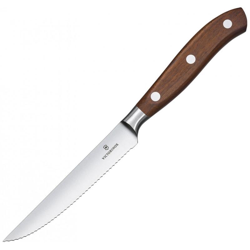 Кухонный нож Victorinox Grand Maitre Wood Steak 12 см волн. с дерев. ручкой (GB) - фото 4