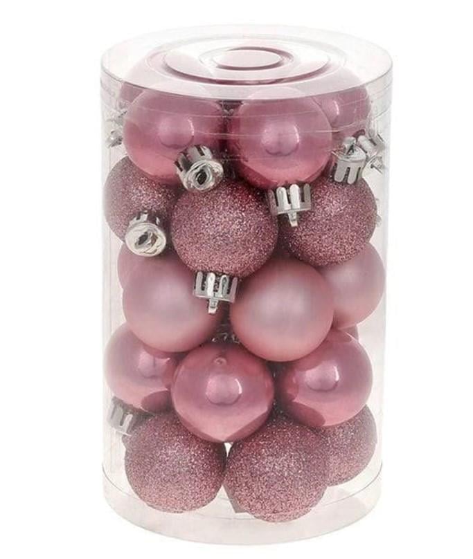 Набор шаров новогодних пластиковихок 25 шт. 3 см (13065)