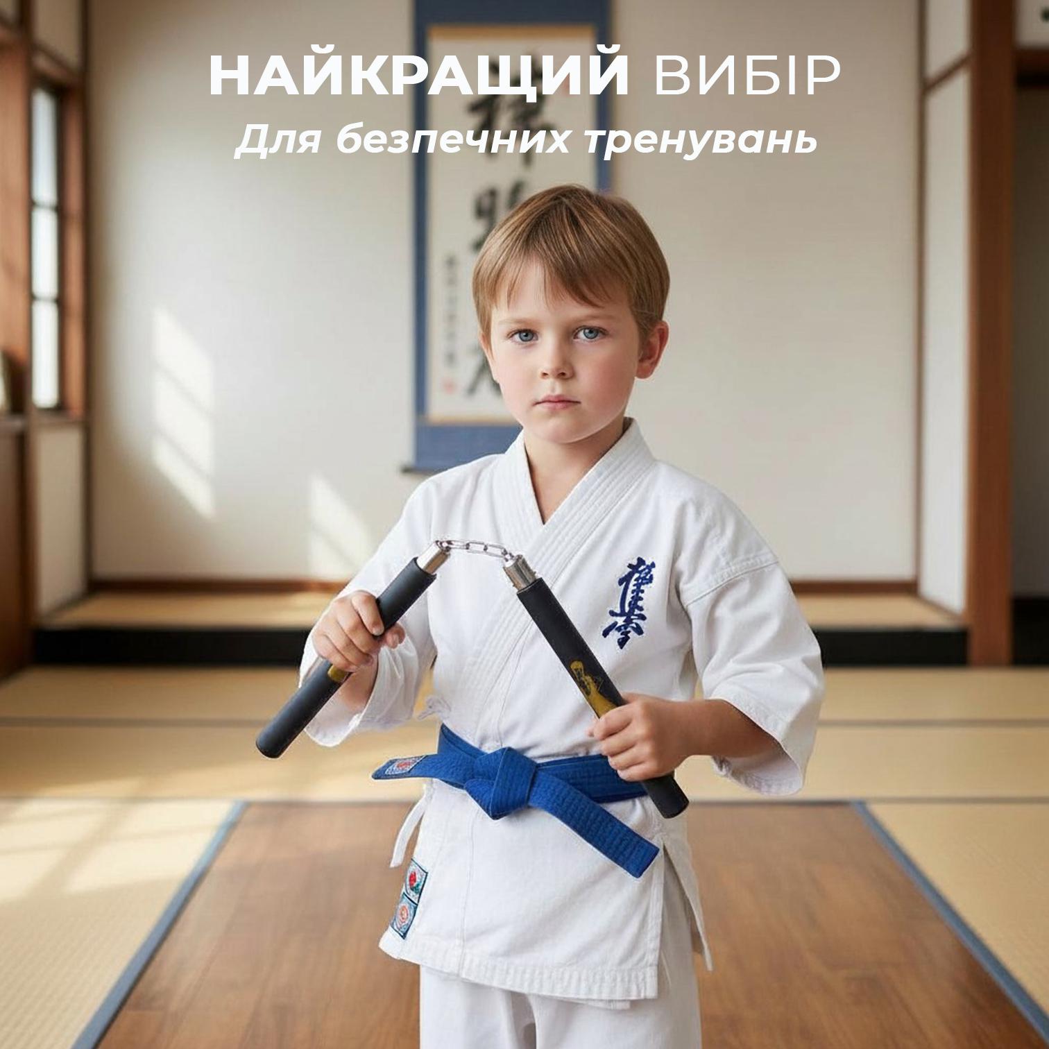 Нунчаки тренировочные Univerza Брюс Ли с цепью неопреновым покрытием для начинающих Черный - фото 8 Нунчаки тренировочные Univerza Брюс Ли с цепью неопреновым покрытием для начинающих Черный - фото 8