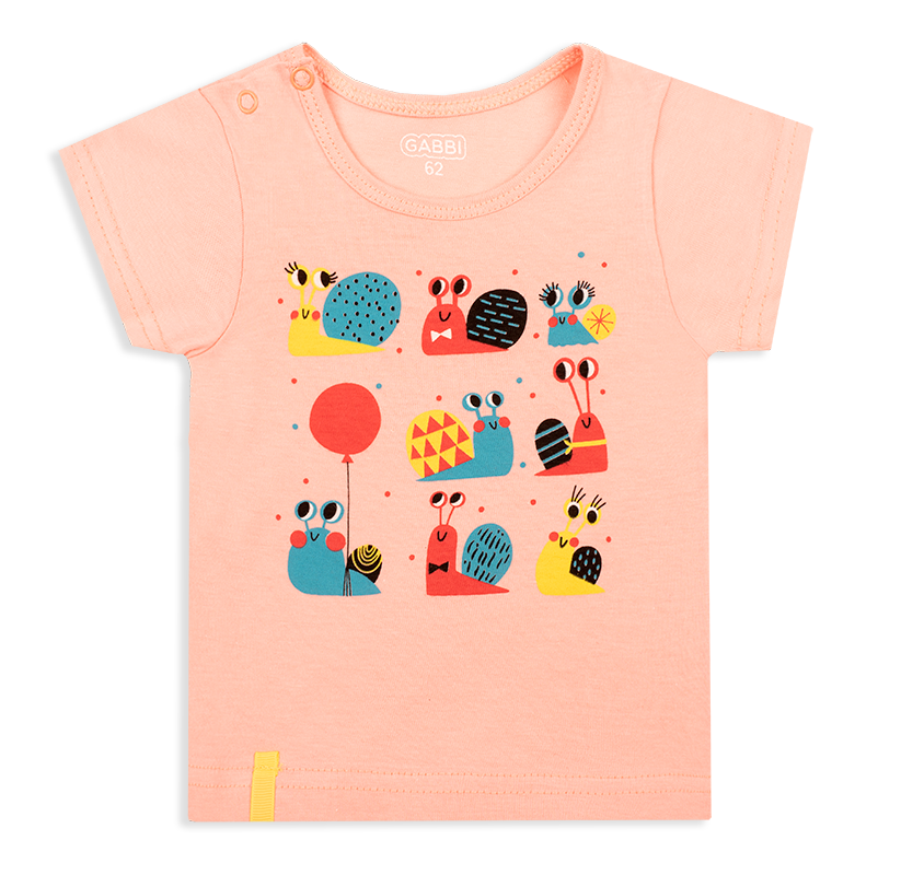 Футболка дитяча бавовняна для дівчинки Gabbi Обаяшка 62 см Персиковий (12079)