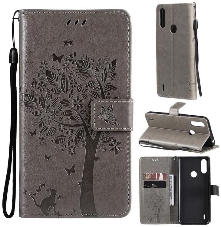 Чехол для Motorola E7 Power (рисунок кот и дерево) Grey (23765-33)