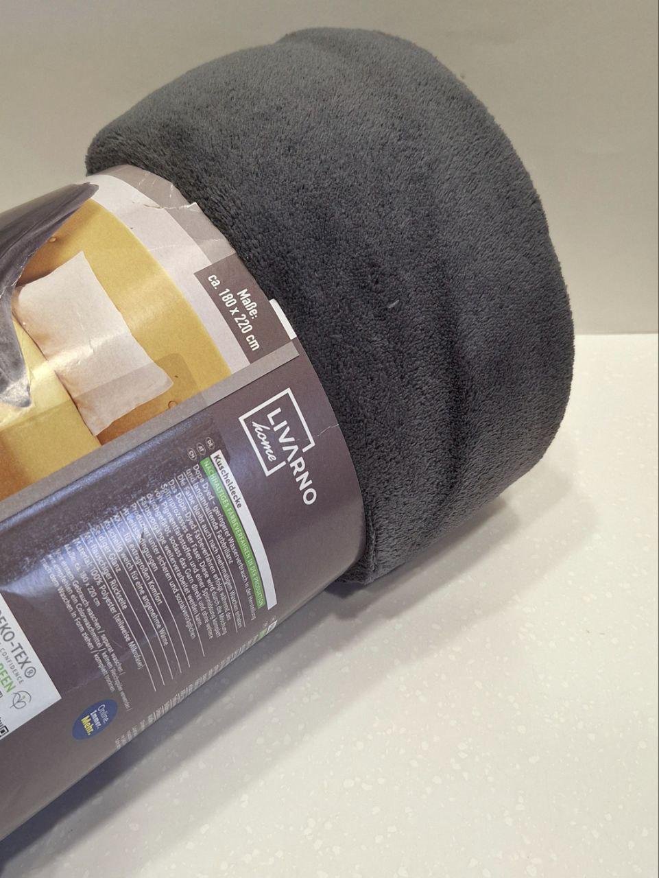 Плед флисовый Livarno Home 180x220 см Серый (1355) - фото 4