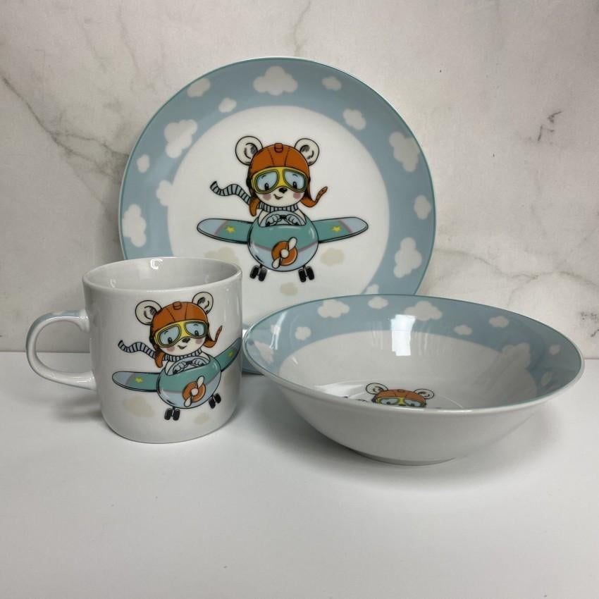 Набор детской посуды Little Pilot фарфор 3 пр. (C772)