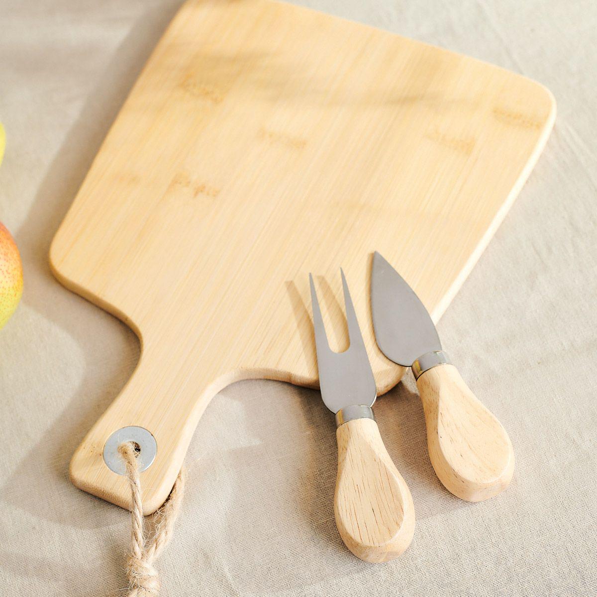 Доска разделочная с ножами для сыра Homla BAMBOU 26x19 см Дерево (200155) - фото 5