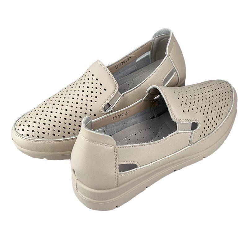 Мокасины женские перфорированная кожа 10129-1 р. 37 23,5 см Бежевый - фото 3