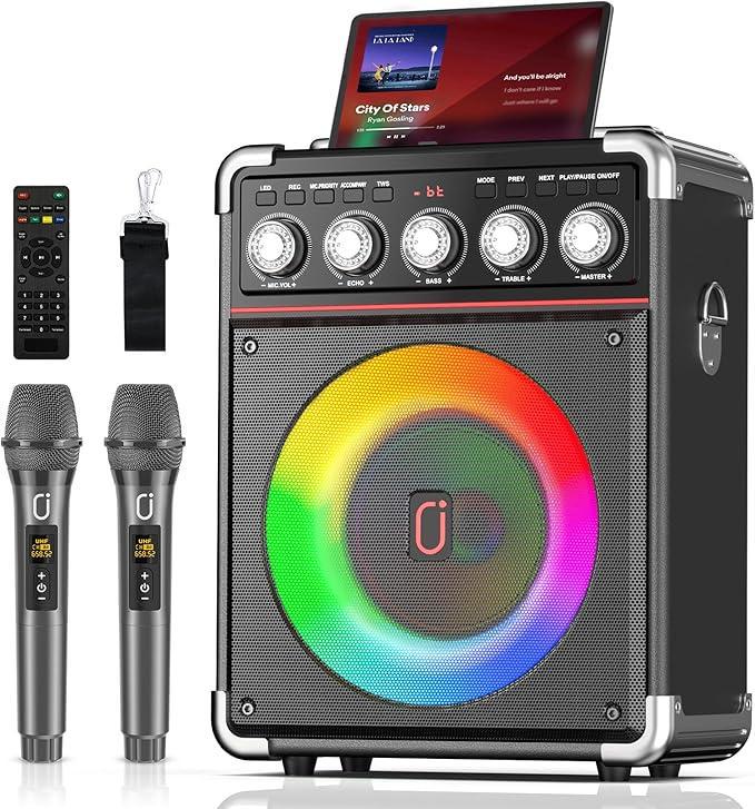 Караоке-Bluetooth-колонка PPMIC з 2 бездротовими мікрофонами UHF
