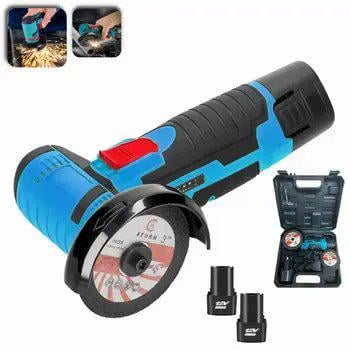 Болгарка акумуляторна Lithium Electric Tool з 2 АКБ 2 диски 12V 2,0Ah 75 мм в кейсі Синій - фото 4