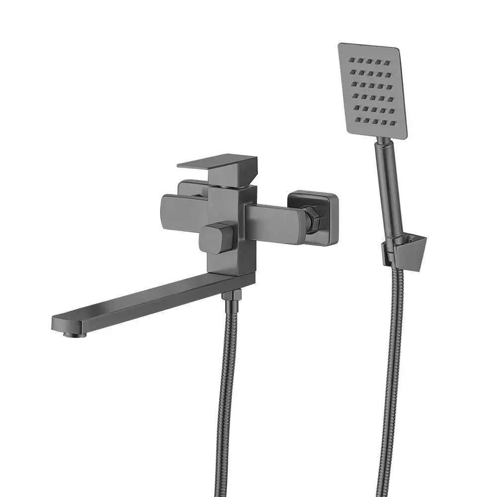 Смеситель для ванны Wezer PRO7А-02-GUNGREY однорычажный с ручной лейкой Графит (37462341)