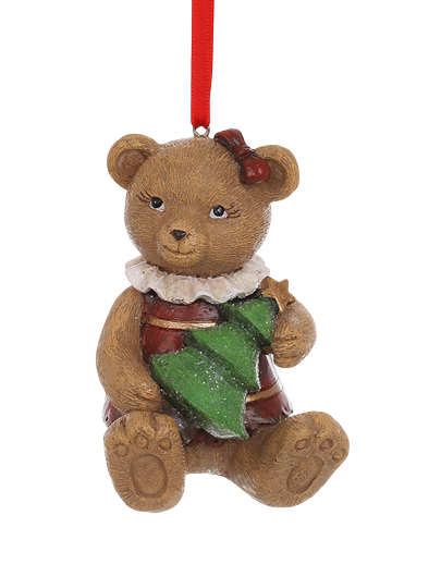 Подвеска новогодняя декоративная BonaDi Мишка с елкой 9 см (894-020)