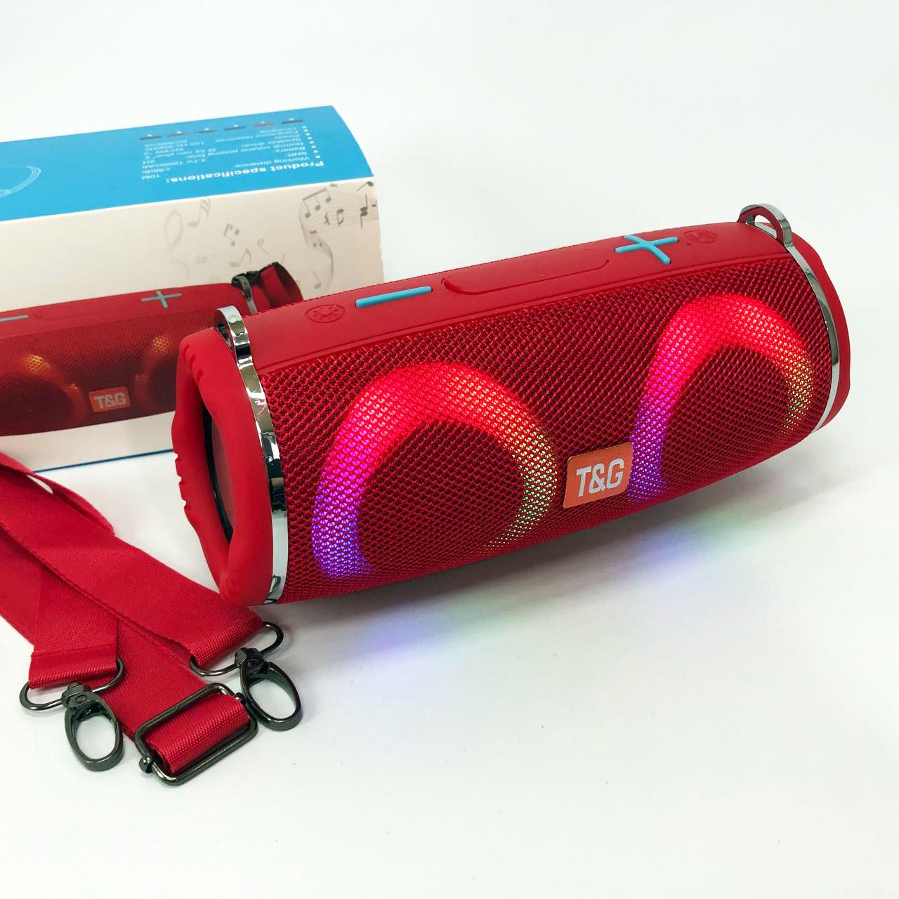 Колонка портативная с RGB подсветкой и ремешком TG642 Красный - фото 2