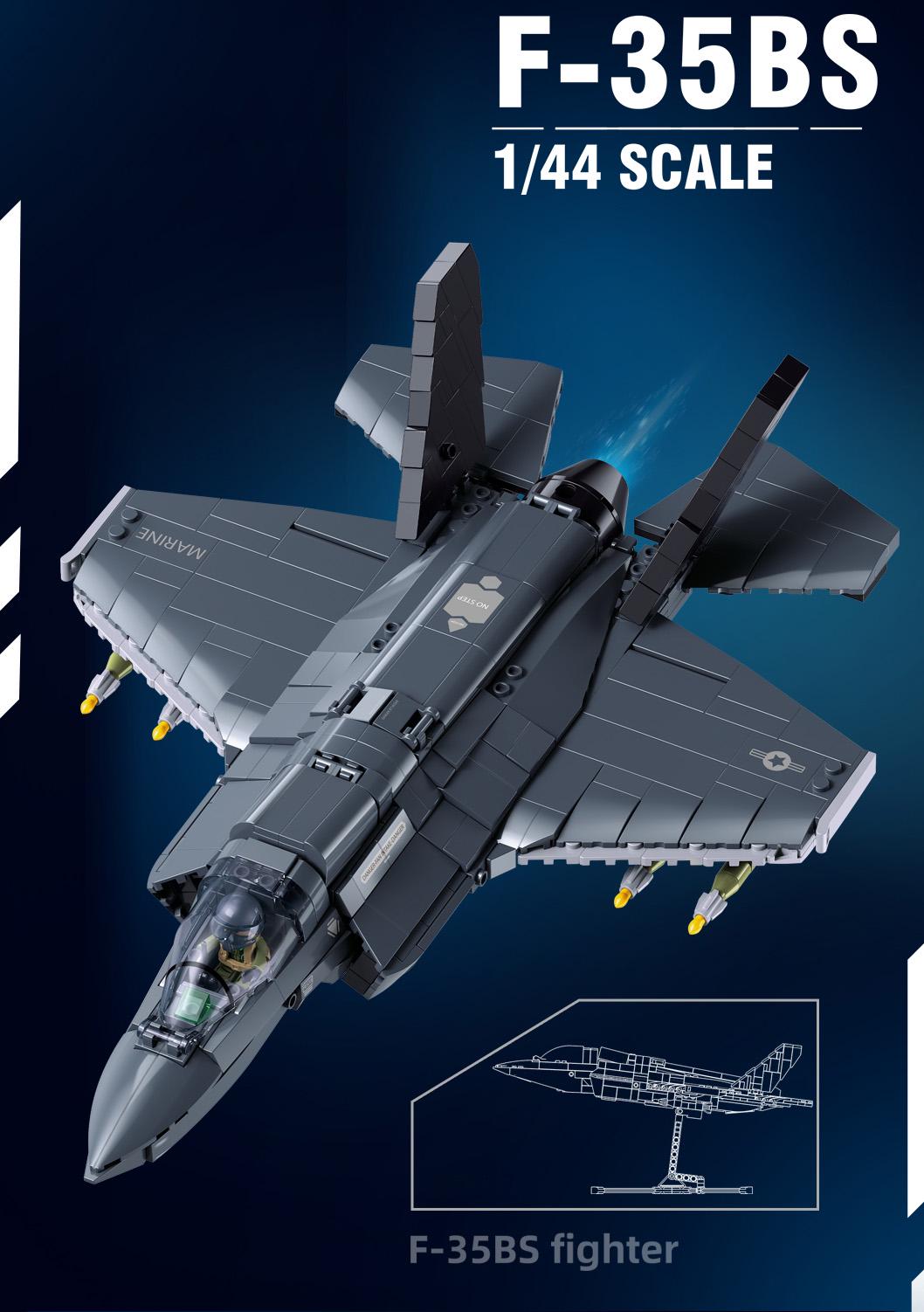 Конструктор Sluban винищувач F-35BS 705 дет. (M38-B1361) - фото 4 Конструктор Sluban винищувач F-35BS 705 дет. (M38-B1361) - фото 4