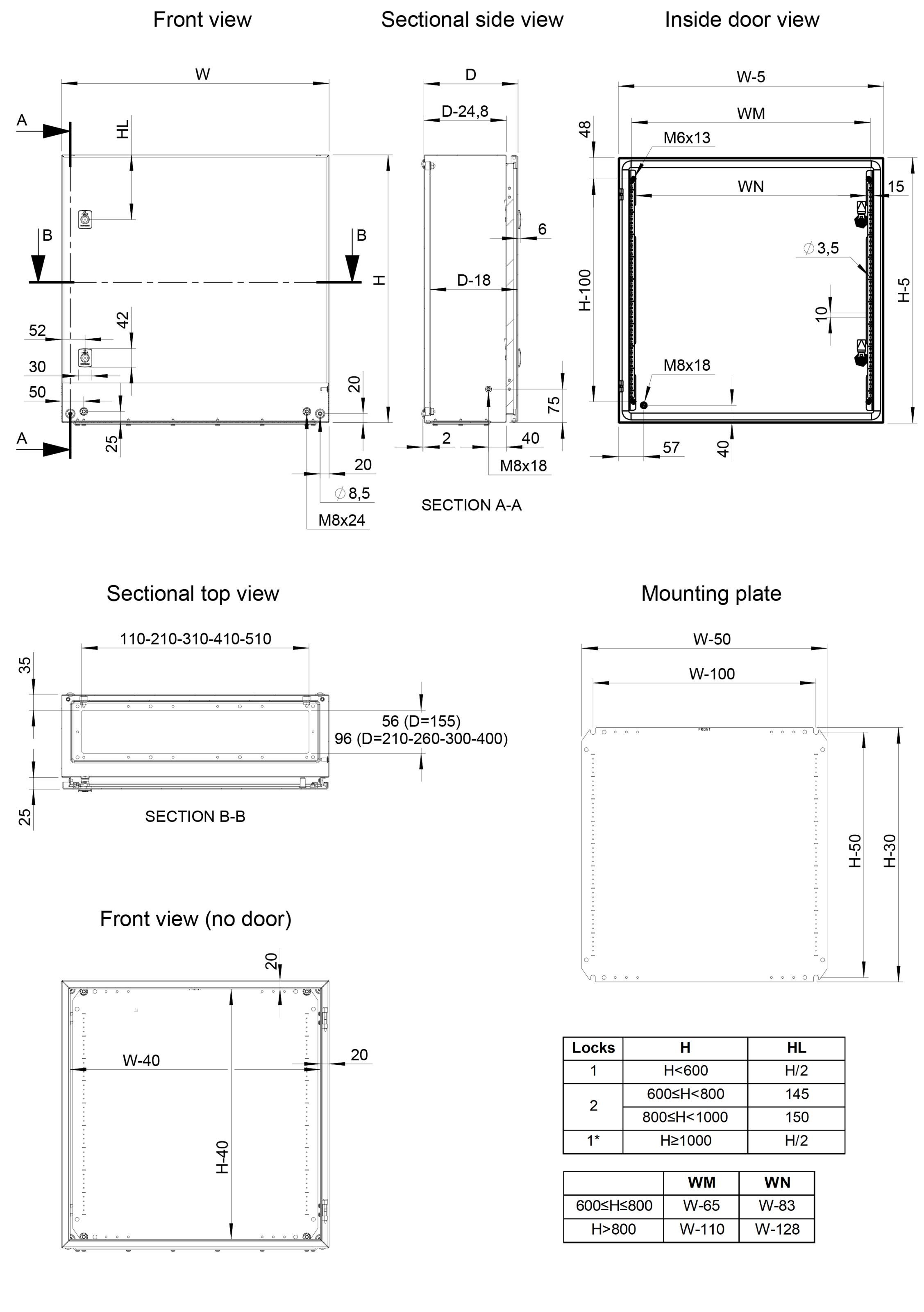 Щит металевий навісний nVent Hoffman IP66 500х400х300 мм (MAS050403030R5) - фото 14