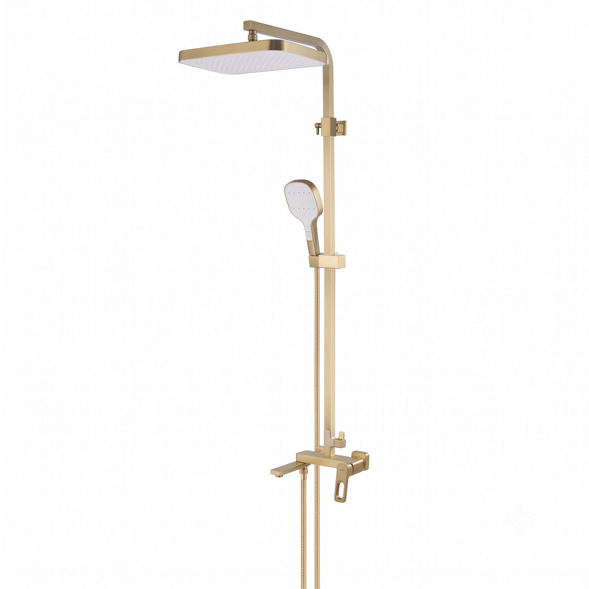 Душевая система KOER KB-56031-12 с регулировкой высоты латунь Золотой матовый (KR5974)