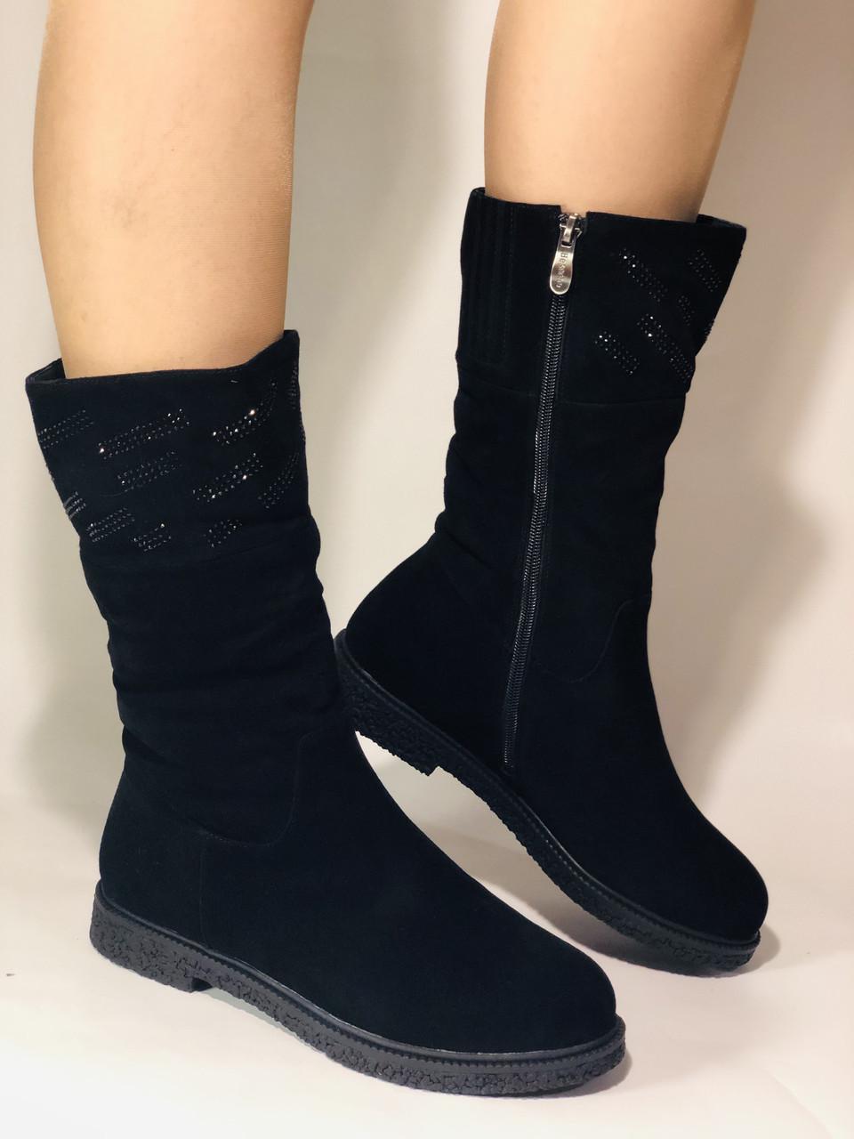 Полусапоги женские зимние Bescone р. 36 23,5 см Черный (2446)