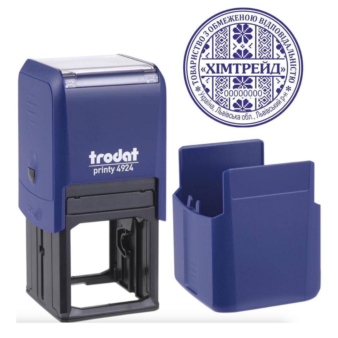 Печать ТОВ на автоматическом оснащении Trodat 4924 d 40 мм с колпачком Синий (ООО13/4924/BL)