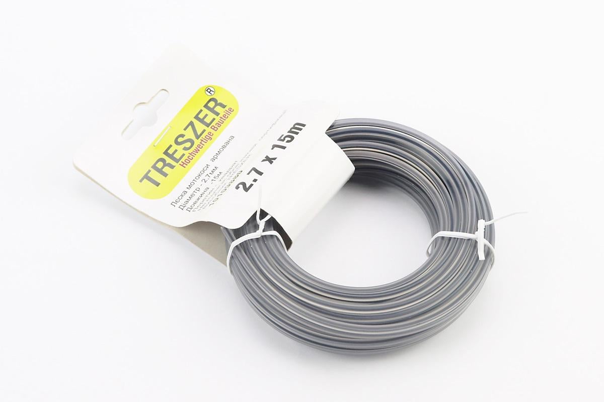 Ліска квадратна до мотокос двокомпонентна d-2,7 мм 15 м Ліска квадратна до мотокос двокомпонентна d-2,7 мм 15 м