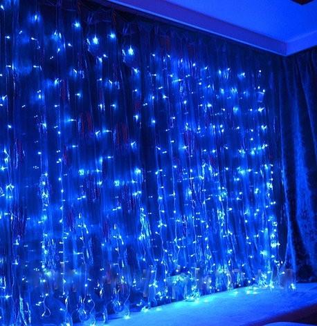 Гирлянда Штора/Водопад прозрачный шнур 240LED 3х1,5м Синий (1509720507)