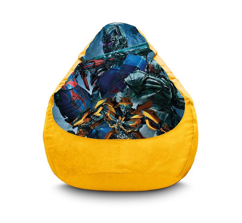 Кресло мешок iPuff Transformers Optimus and Bumblebee Флок XXXL 100х135 см Желтый