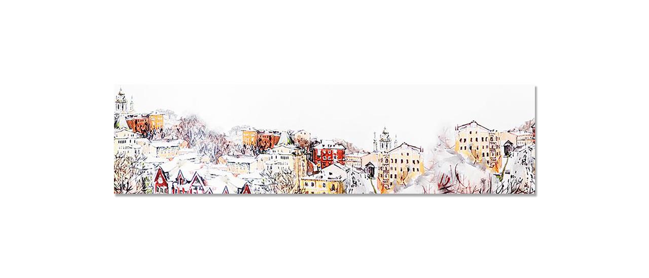 Наклейка виниловая на кухню Zatarga Заснеженный город 650х2500 мм (1274514069)