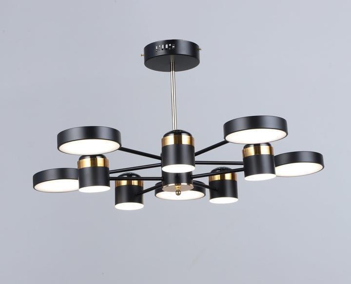 LED-люстра потолочная Sirius 300W с круглыми плафонами 3000/6500К IP20 B YH1102/5+5 BK+FG Черно-золотой (28686019)