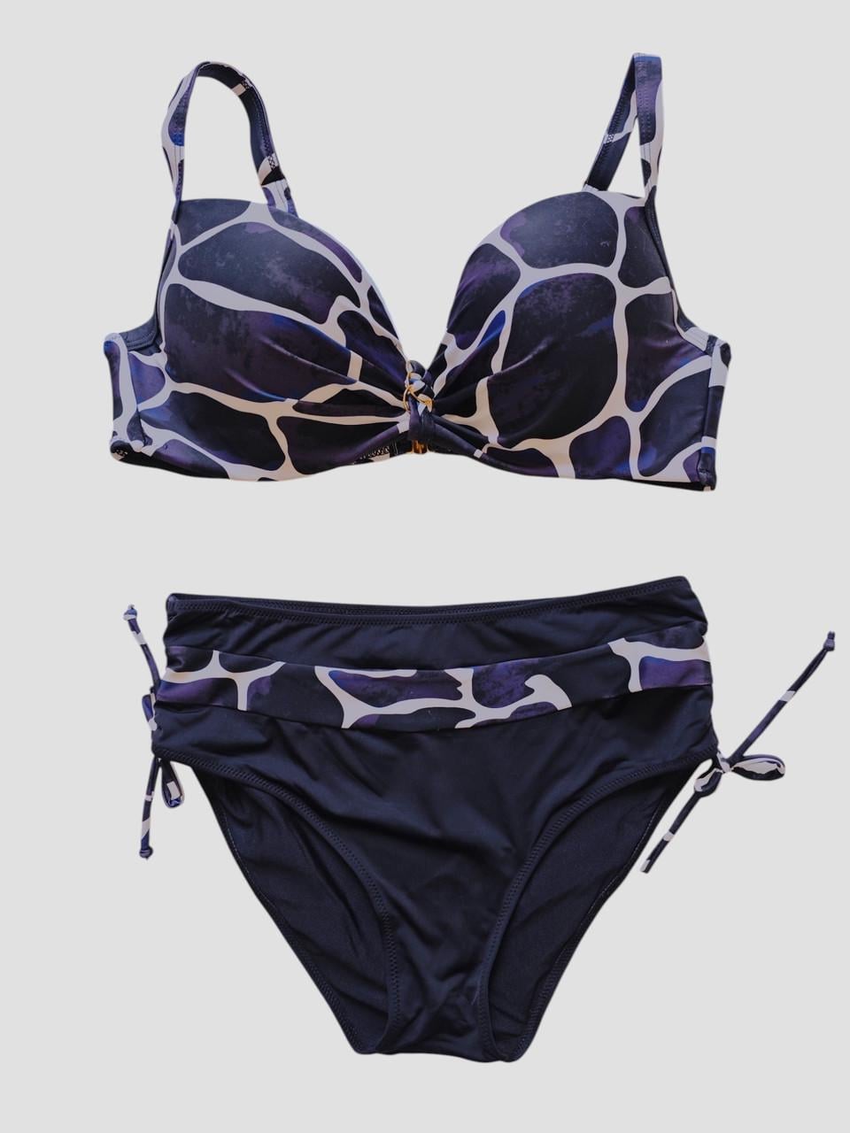 Купальник женский раздельный Sisianna 7363k чашка из тонкого поролона и высокие трусы р. 54 Черный/Белый (32527797)