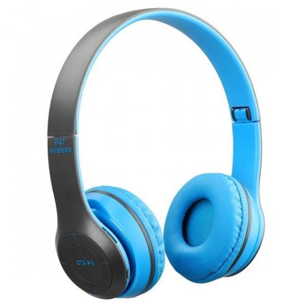 Наушники беспроводные стерео HBQ MEGA BASS P47 с MP3 Синий (1224393137)