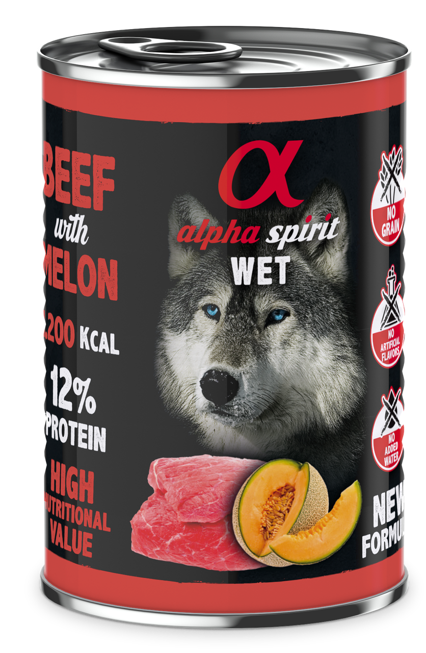 Корм вологий Alpha Spirit Beef with Melon з яловичиною та динею для дорослих собак 400 г (as969954)