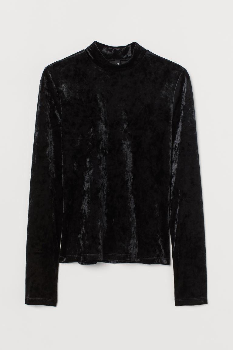 Топ велюровый с длинным рукавом L Черный (9079512arl)