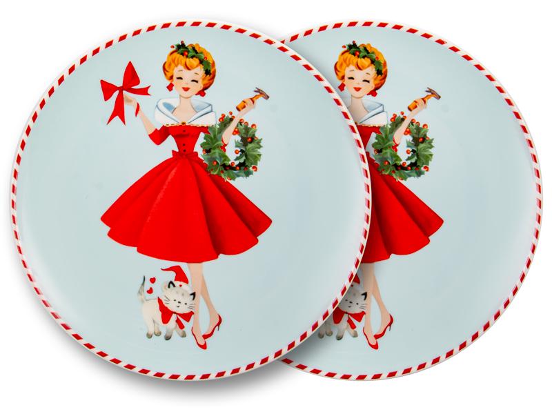 Набор из двух фарфоровых тарелок Lefard Miss christmas 21 см Голубой (924-886)